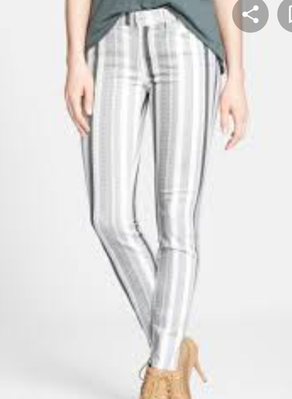 7 For All Mankind Denim - 7 For All Mankind Mixed Stripe Skinny Ankle Jean